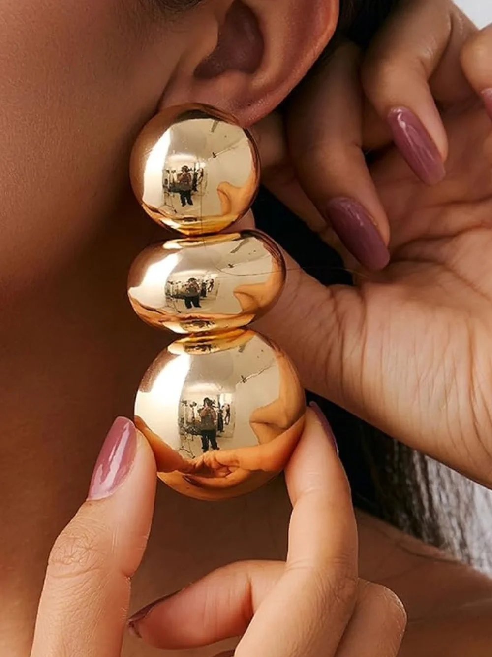 Gold color  Triple-Drop Statement Earrings - Women Jewelry